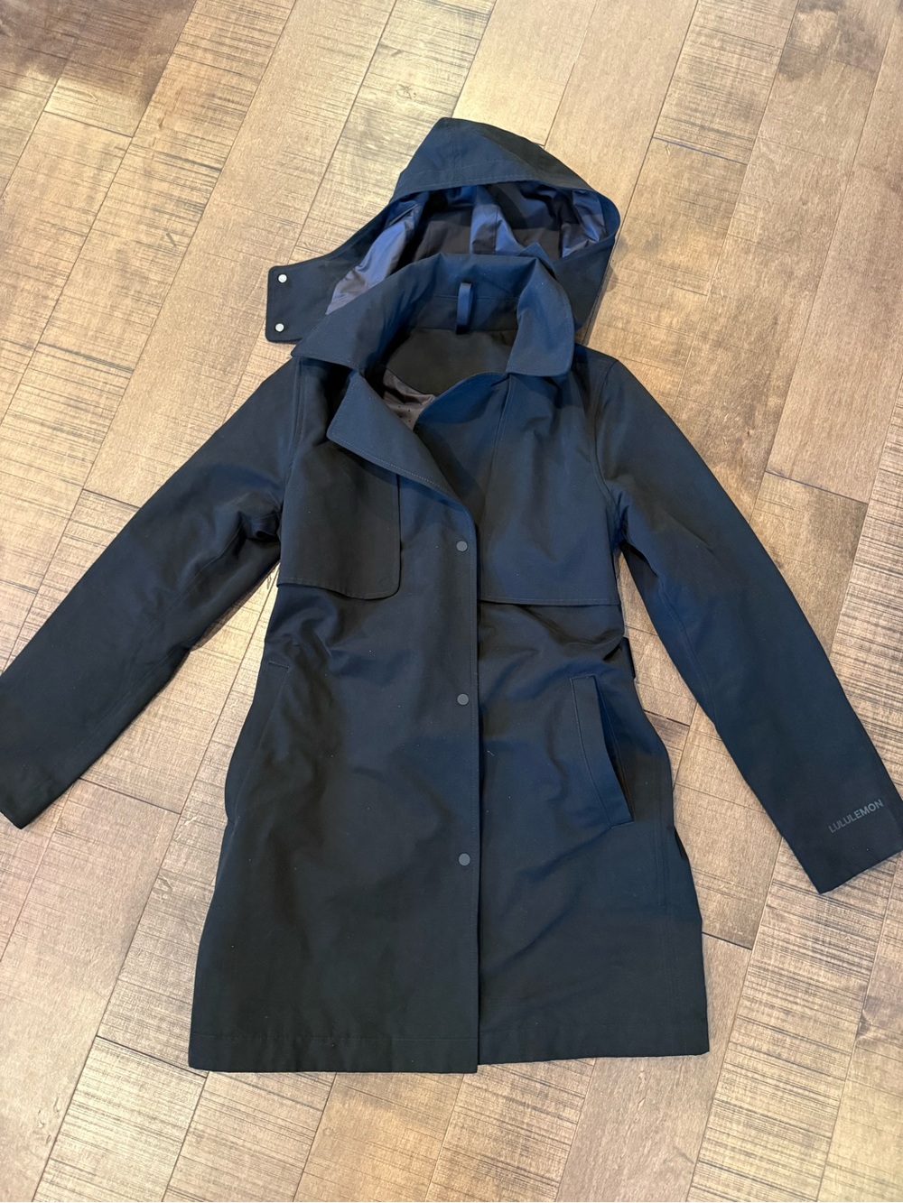 lululemon Black Hooded Trench Coat 6